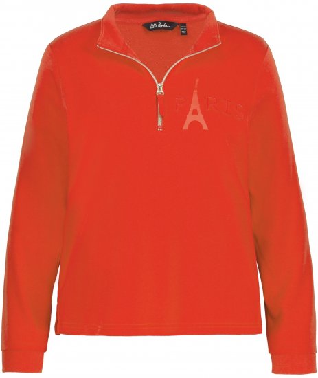 Ulla Popken PARIS Theme Zip Neck Sweatshirt Light Red - Sweaters & hoodies - 