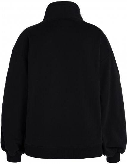 Ulla Popken Gathered Sleeve Oversized Fit Sweatshirt Black - Sweaters & hoodies - 