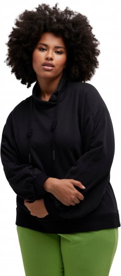 Ulla Popken Gathered Sleeve Oversized Fit Sweatshirt Black - Sweaters & hoodies - 