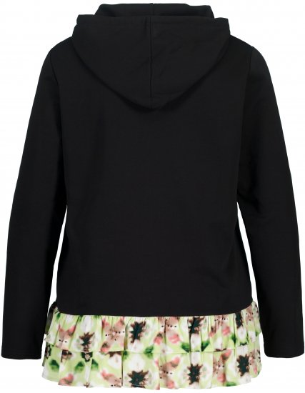 Ulla Popken Ruffle Hem A-line Fit Hooded Sweatshirt Black - Sweaters & hoodies - 