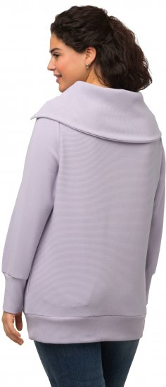 Ulla Popken Long Sleeve Troyer Collar Sweatshirt Pastel Lilac - Sweaters & hoodies - 