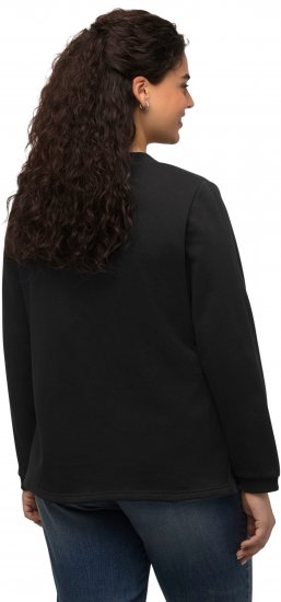 Ulla Popken Flock Print Long Sleeve Crew Neck Sweatshirt Black - Sweaters & hoodies - 