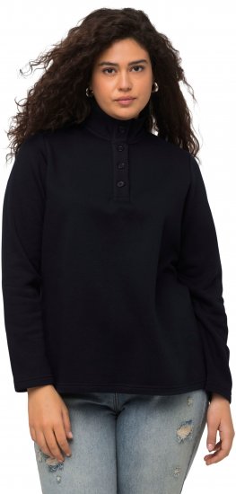 Ulla Popken Tonal Leopard Print Longline Zip-Up Sweatshirt Black - Sweaters & hoodies - 