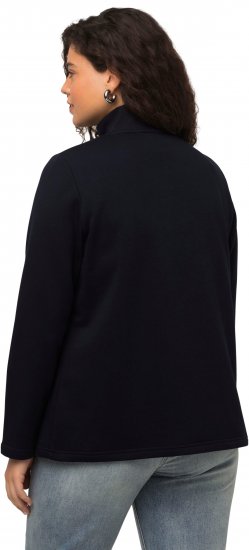 Ulla Popken Tonal Leopard Print Longline Zip-Up Sweatshirt Black - Sweaters & hoodies - 
