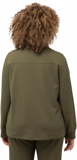 Ulla Popken Contrast Color Zip Up Sweatshirt Loden Green - Sweaters & hoodies - 