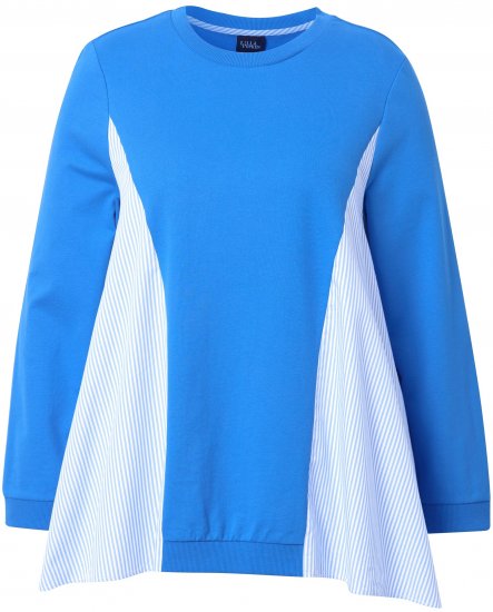 Ulla Popken Pinstripe Gore Long Sleeve Sweatshirt Peacock Blue - Sweaters & hoodies - 