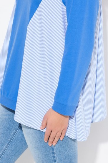 Ulla Popken Pinstripe Gore Long Sleeve Sweatshirt Peacock Blue - Sweaters & hoodies - Warme Sweaters, Hoodies & Truien