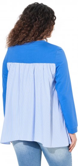Ulla Popken Pinstripe Gore Long Sleeve Sweatshirt Peacock Blue - Sweaters & hoodies - 