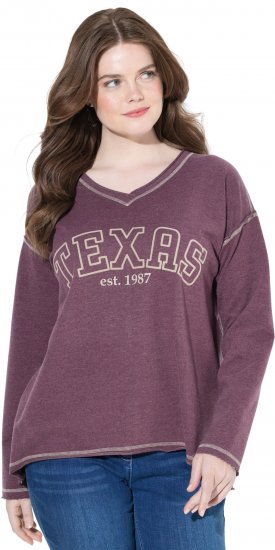 Ulla Popken Texas Contrast Stitching Sweatshirt Dark Ruby - Sweaters & hoodies - 