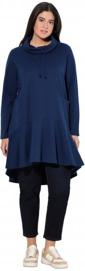 Ulla Popken Flounce Panel Long Sleeve Sweatshirt Dress Navy - Sweaters & hoodies - 