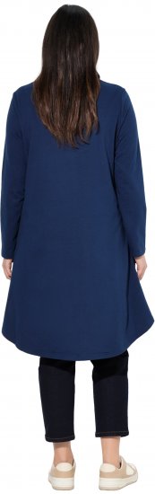 Ulla Popken Flounce Panel Long Sleeve Sweatshirt Dress Navy - Sweaters & hoodies - 