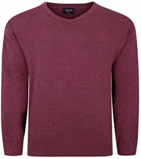 Espionage KW031 V-Neck Pullover Grape Red - Sweaters & hoodies - Sweaters & Hoodies Grote Maten Heren