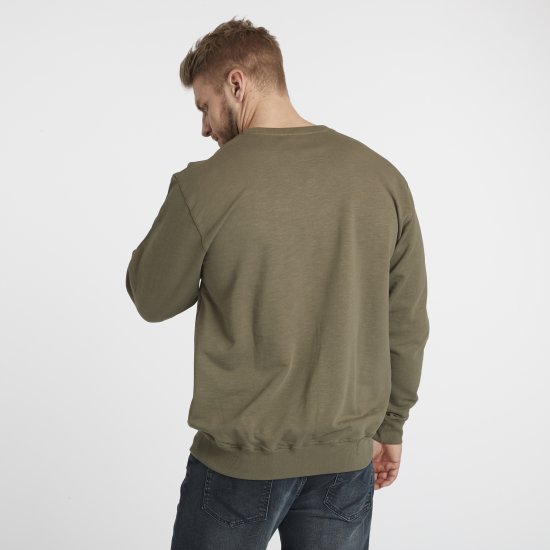 North Latitude Denim Logo Sweatshirt Dusty Olive Green TALL - TALL sweatshirts - TALL sweatshirts voor lange mannen