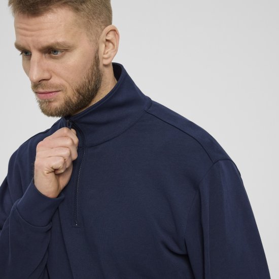 North Latitude Denim Half-Zip Sweatshirt Navy Blue TALL - TALL sweatshirts - 