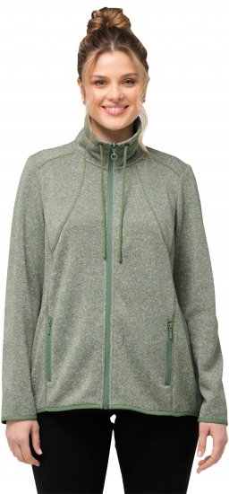 Ulla Popken Heather Knit Fleece Jacket Mint Green - Sweaters & hoodies - 