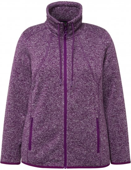 Ulla Popken Heather Knit Fleece Jacket Dark Purple - Sweaters & hoodies - 