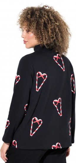 Ulla Popken Candy Cane Graphic Sweatshirt Black - Sweaters & hoodies - 