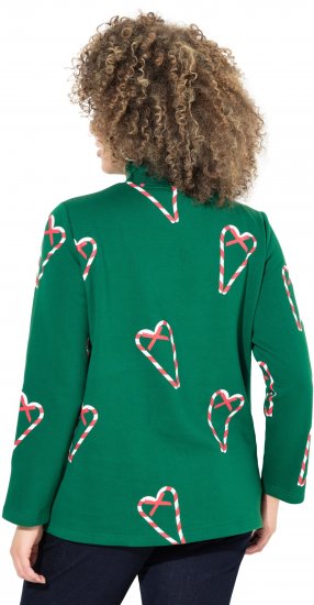 Ulla Popken Candy Cane Graphic Sweatshirt Meadow Green - Sweaters & hoodies - 