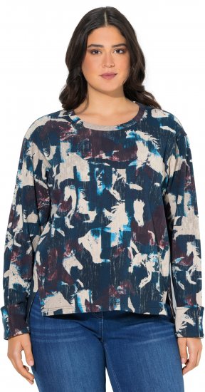 Ulla Popken Horse Print Long Sleeve Sweatshirt Navy - Sweaters & hoodies - 
