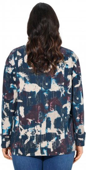 Ulla Popken Horse Print Long Sleeve Sweatshirt Navy - Sweaters & hoodies - 
