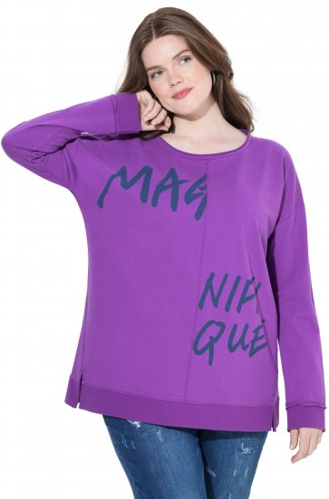 Ulla Popken Magnifique Split Style Sweatshirt Purple - Sweaters & hoodies - 