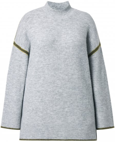 Ulla Popken Decorative Seam Sweater Light Grey Melange - Sweaters & hoodies - 