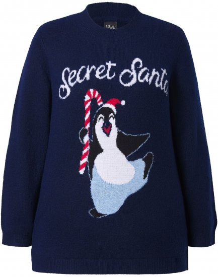 Ulla Popken Christmas Motif Classic Fit Sweater Navy - Sweaters & hoodies - 