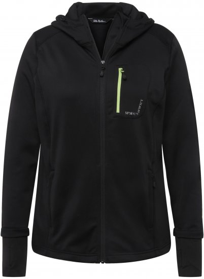 Ulla Popken HYPRAR Zip Front Hooded Stretch Sweatshirt Black - Sweaters & hoodies - 