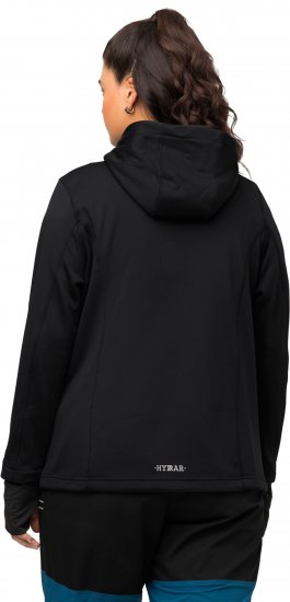 Ulla Popken HYPRAR Zip Front Hooded Stretch Sweatshirt Black - Sweaters & hoodies - 