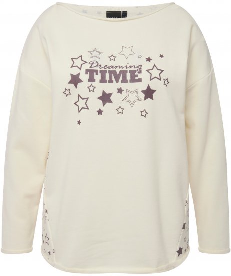 Ulla Popken Dreaming Time Long Sleeve Sweatshirt Chalk - Sweaters & hoodies - 