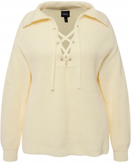 Ulla Popken Lace Up Sailor Collar Sweater Vanilla - Sweaters & hoodies - 