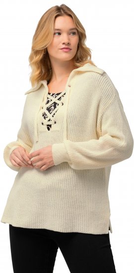 Ulla Popken Lace Up Sailor Collar Sweater Vanilla - Sweaters & hoodies - 