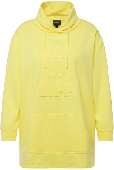 Ulla Popken Embossed Letter Sweatshirt Lemon Yellow - Sweaters & hoodies - 