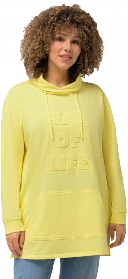Ulla Popken Embossed Letter Sweatshirt Lemon Yellow - Sweaters & hoodies - 