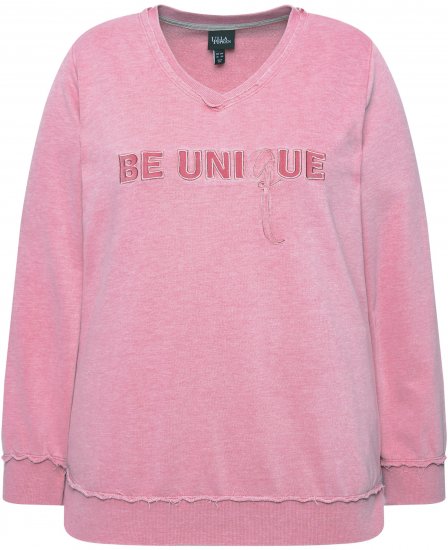 Ulla Popken Graphic BE UNIQUE Inverted Seam Sweatshirt Raspberry - Sweaters & hoodies - 