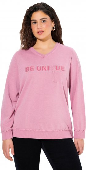 Ulla Popken Graphic BE UNIQUE Inverted Seam Sweatshirt Raspberry - Sweaters & hoodies - 