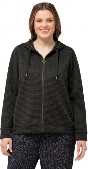 Ulla Popken Textured Metallic Knit Sweatshirt With Hood Graphite Grey - Sweaters & hoodies - 