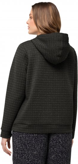 Ulla Popken Textured Metallic Knit Sweatshirt With Hood Graphite Grey - Sweaters & hoodies - 