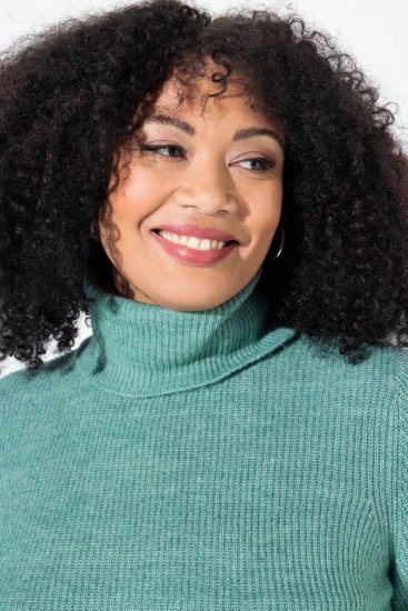 Ulla Popken Asymmetric Zipper Turtleneck Sweater Green - Sweaters & hoodies - Warme Sweaters, Hoodies & Truien
