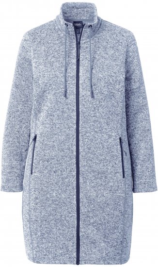 Ulla Popken Longline Knit Fleece Jacket Sky Blue - Sweaters & hoodies - 