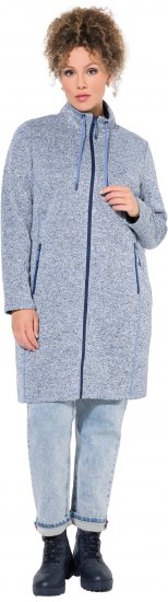 Ulla Popken Longline Knit Fleece Jacket Sky Blue - Sweaters & hoodies - 