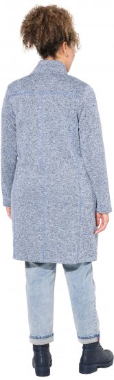 Ulla Popken Longline Knit Fleece Jacket Sky Blue - Sweaters & hoodies - 