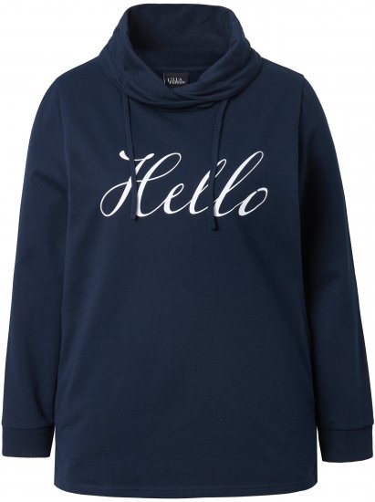 Ulla Popken HELLO Classic Fit Stand-Up Collar Sweatshirt Navy - Sweaters & hoodies - 