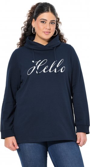 Ulla Popken HELLO Classic Fit Stand-Up Collar Sweatshirt Navy - Sweaters & hoodies - 