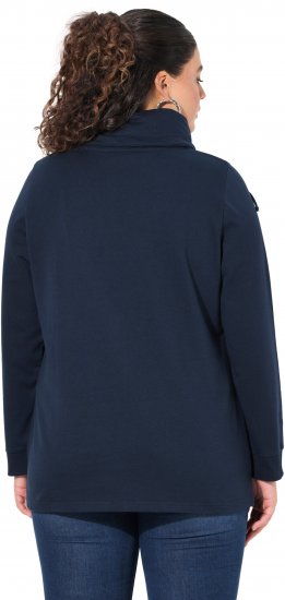 Ulla Popken HELLO Classic Fit Stand-Up Collar Sweatshirt Navy - Sweaters & hoodies - 