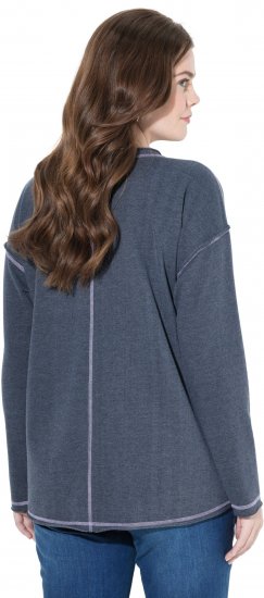 Ulla Popken Houston Textured Lettering Sweatshirt Navy - Sweaters & hoodies - 