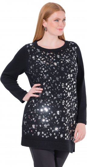 Ulla Popken Sequined Soft Fine Knit Sweater Black - Sweaters & hoodies - 