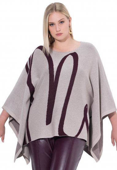 Ulla Popken Brushstroke Knit Poncho Beige - Sweaters & hoodies - 