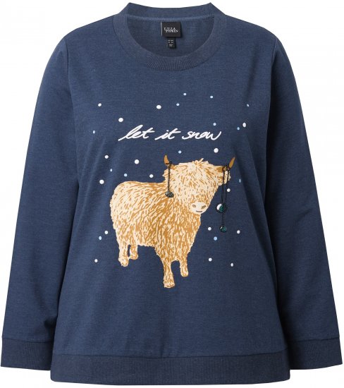 Ulla Popken Let It Snow Sequins Sweatshirt Ink Blue - Sweaters & hoodies - 