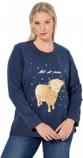 Ulla Popken Let It Snow Sequins Sweatshirt Ink Blue - Sweaters & hoodies - 